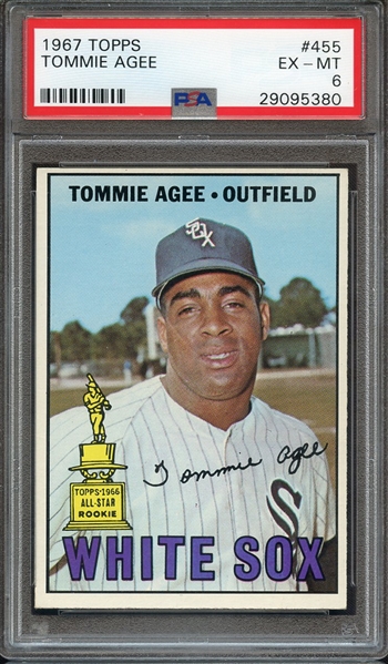 1967 TOPPS 455 TOMMIE AGEE PSA EX-MT 6