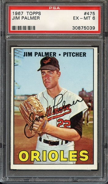 1967 TOPPS 475 JIM PALMER PSA EX-MT 6