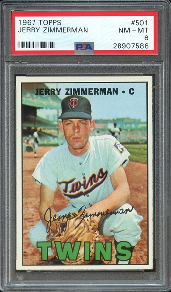 1967 TOPPS 501 JERRY ZIMMERMAN PSA NM-MT 8