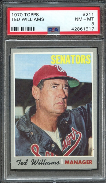 1970 TOPPS 211 TED WILLIAMS PSA NM-MT 8