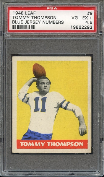 1948 LEAF 9 TOMMY THOMPSON BLUE JERSEY NUMBERS PSA VG-EX+ 4.5