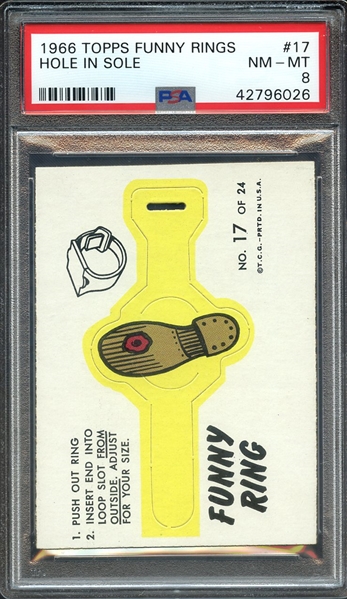 1966 TOPPS FUNNY RINGS 17 HOLE IN SOLE PSA NM-MT 8