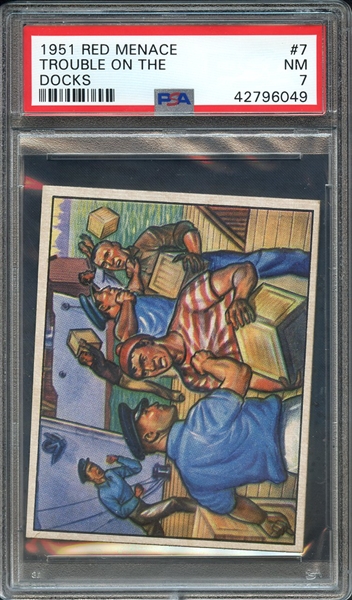 1951 RED MENACE 7 TROUBLE ON THE DOCKS PSA NM 7