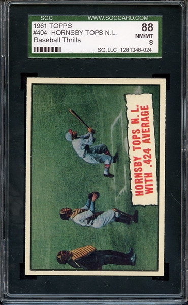 1961 TOPPS 404 ROGERS HORNSBY TOPS NL SGC NM/MT 88 / 8