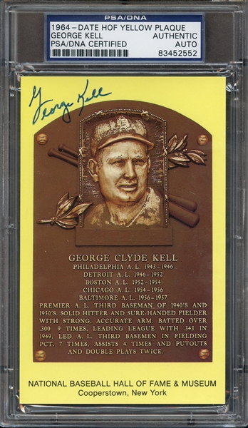 GEORGE KELL SIGNED HOF POSTCARD PSA/DNA