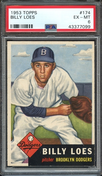 1953 TOPPS 174 BILLY LOES PSA EX-MT 6