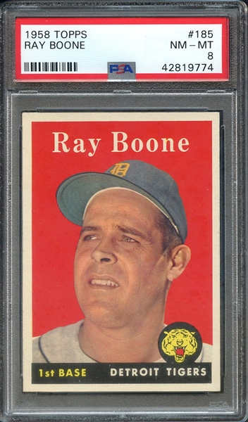 1958 TOPPS 185 RAY BOONE PSA NM-MT 8