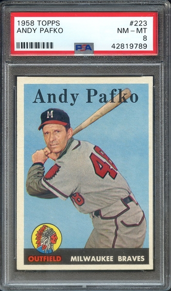 1958 TOPPS 223 ANDY PAFKO PSA NM-MT 8