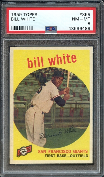 1959 TOPPS 359 BILL WHITE RC PSA NM-MT 8
