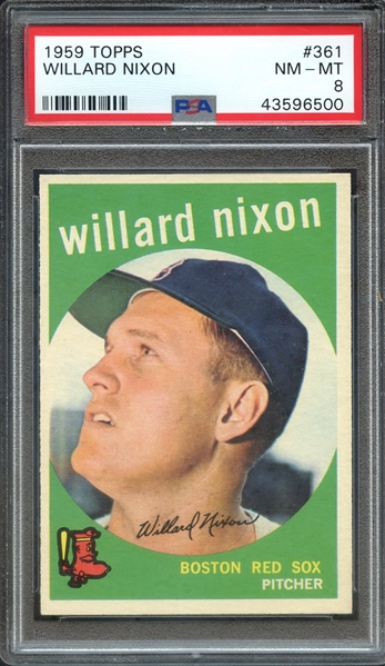 1959 TOPPS 361 WILLARD NIXON PSA NM-MT 8