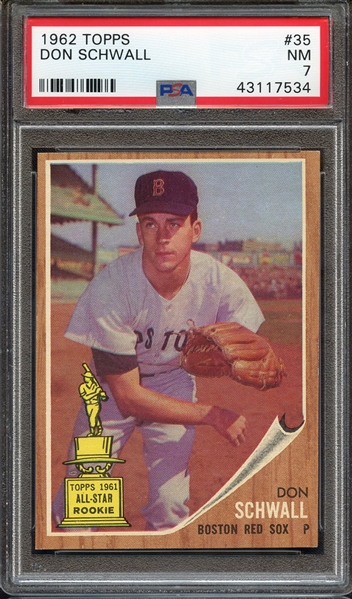 1962 TOPPS 35 DON SCHWALL PSA NM 7