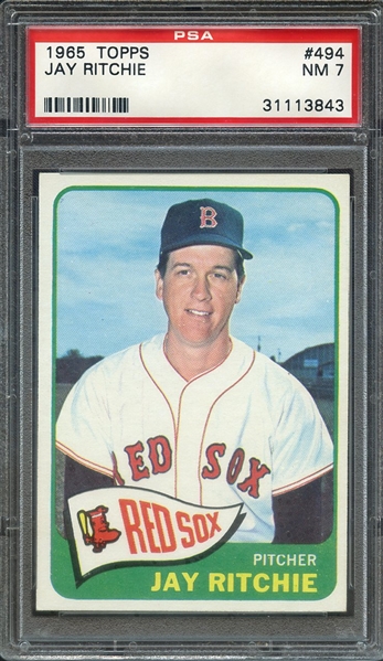 1965 TOPPS 494 JAY RITCHIE PSA NM 7