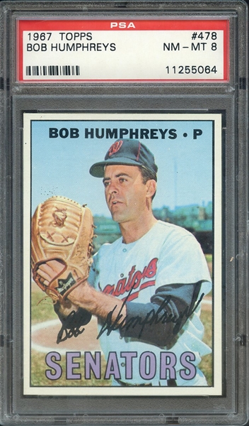 1967 TOPPS 478 BOB HUMPHREYS PSA NM-MT 8