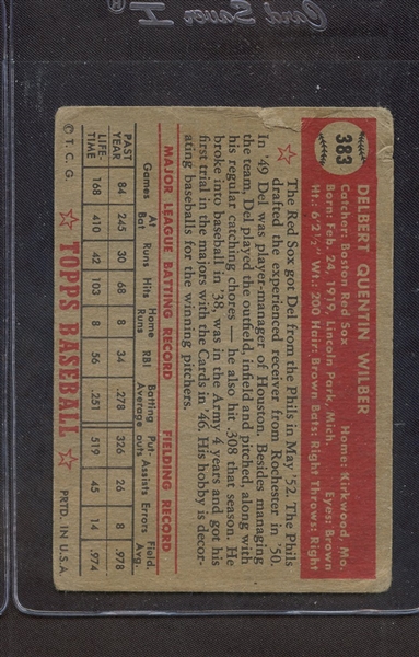 1952 TOPPS 383 DEL WILBER POOR