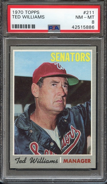 1970 TOPPS 211 TED WILLIAMS PSA NM-MT 8