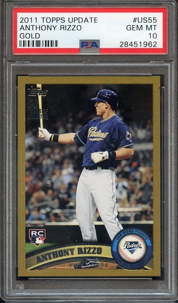 2011 TOPPS UPDATE US55 ANTHONY RIZZO GOLD PSA GEM MT 10