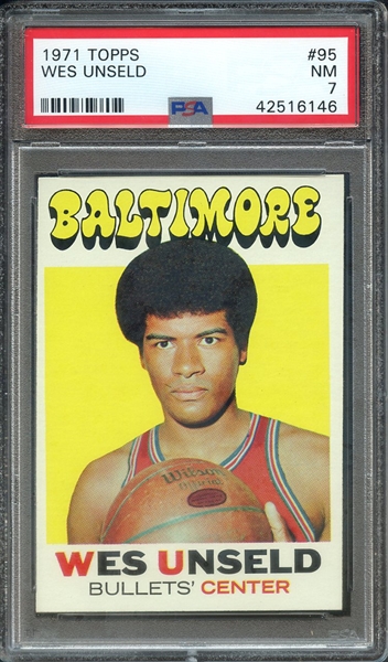 1971 TOPPS 95 WES UNSELD PSA NM 7