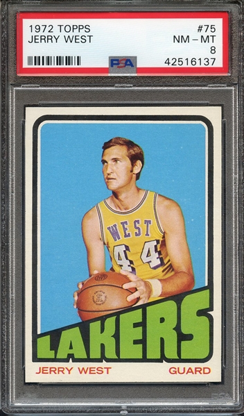 1972 TOPPS 75 JERRY WEST PSA NM-MT 8
