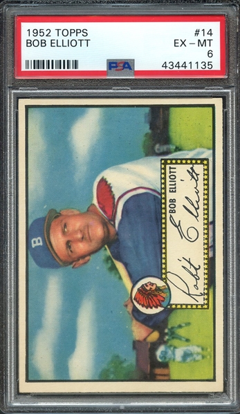 1952 TOPPS 14 BOB ELLIOTT PSA EX-MT 6