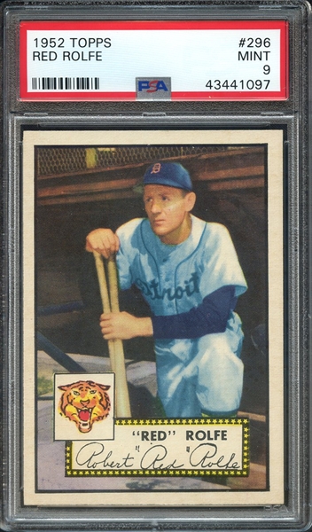 1952 TOPPS 296 RED ROLFE PSA MINT 9