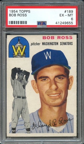 1954 TOPPS 189 BOB ROSS PSA EX-MT 6