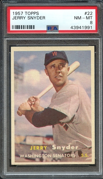 1957 TOPPS 22 JERRY SNYDER PSA NM-MT 8