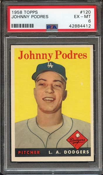1958 TOPPS 120 JOHNNY PODRES PSA EX-MT 6