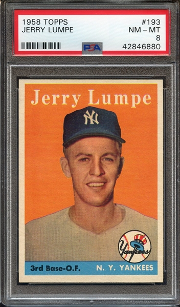 1958 TOPPS 193 JERRY LUMPE PSA NM-MT 8
