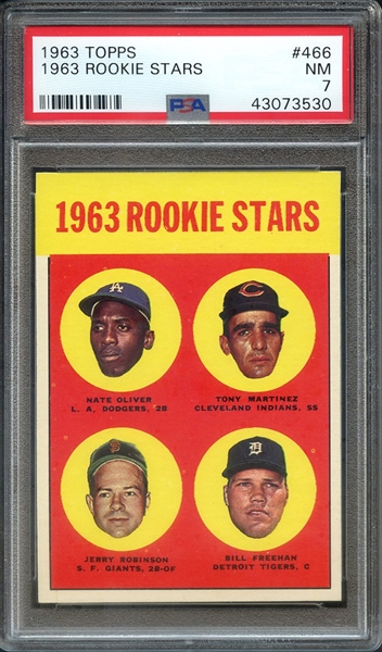 1963 TOPPS 466 1963 ROOKIE STARS PSA NM 7