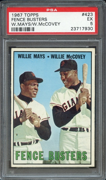 1967 TOPPS 423 FENCE BUSTERS W.MAYS/W.McCOVEY PSA EX 5