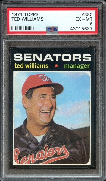 1971 TOPPS 380 TED WILLIAMS PSA EX-MT 6