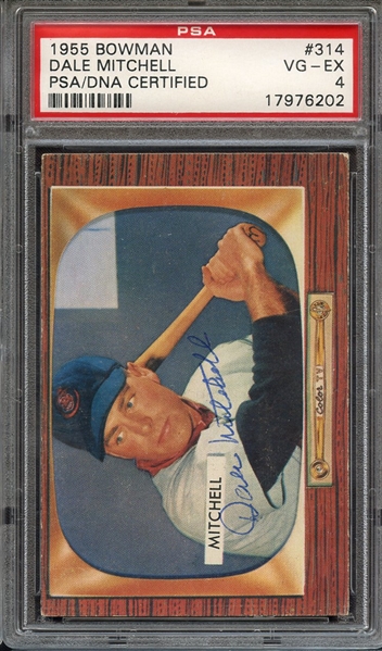 DALE MITCHELL SIGNED 1955 BOWMAN CARD PSA/DNA