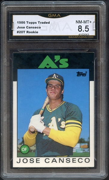 1986 TOPPS TRADED 20T JOSE CANSECO RC GMA 8.5
