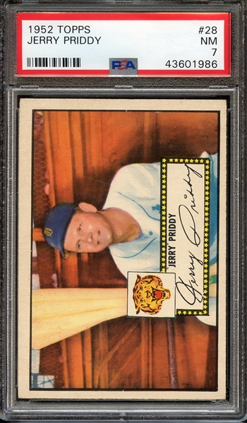 1952 TOPPS 28 JERRY PRIDDY PSA NM 7