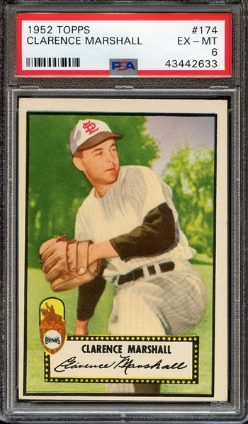 1952 TOPPS 174 CLARENCE MARSHALL PSA EX-MT 6