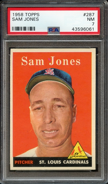 1958 TOPPS 287 SAM JONES PSA NM 7