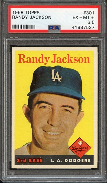 1958 TOPPS 301 RANDY JACKSON PSA EX-MT+ 6.5