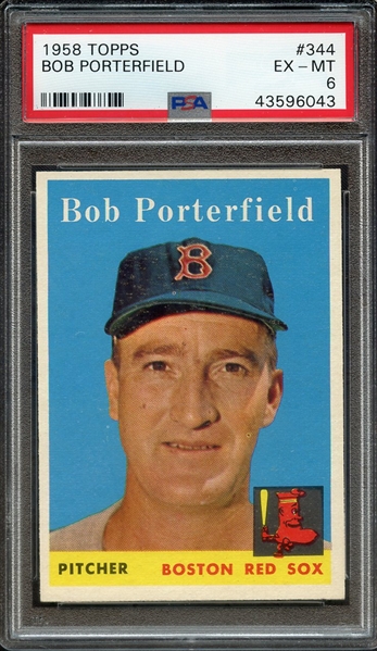 1958 TOPPS 344 BOB PORTERFIELD PSA EX-MT 6