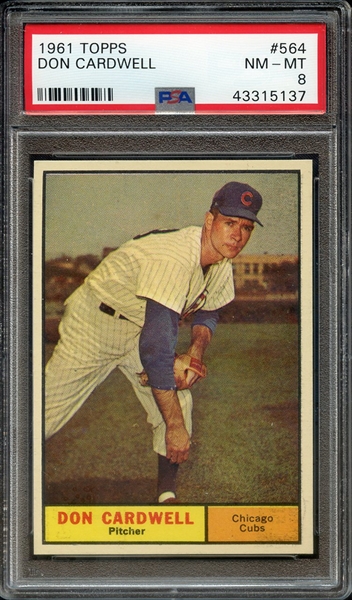 1961 TOPPS 564 DON CARDWELL PSA NM-MT 8