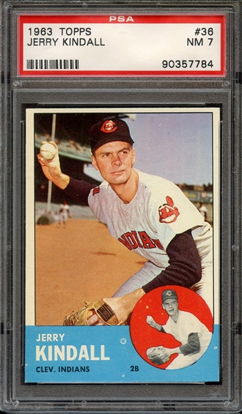 1963 TOPPS 36 JERRY KINDALL PSA NM 7