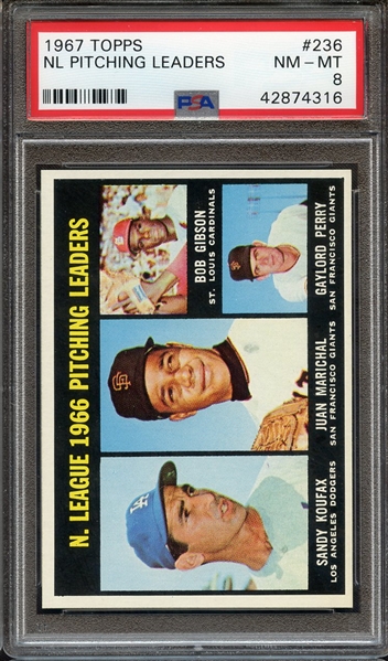 1967 TOPPS 236 NL PITCHING LEADERS PSA NM-MT 8