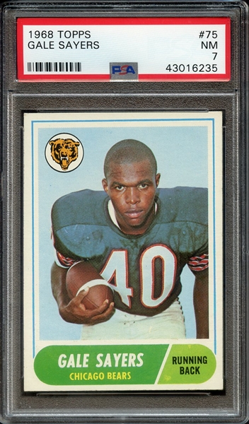 1968 TOPPS 75 GALE SAYERS PSA NM 7