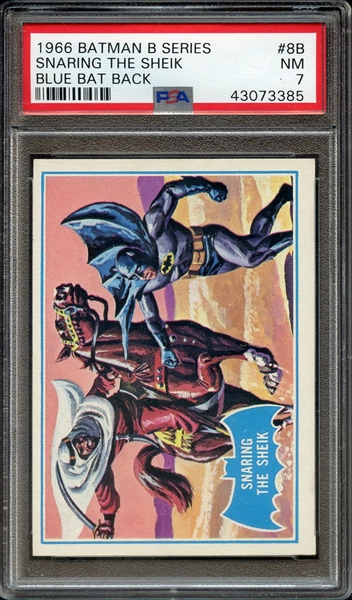 1966 BATMAN B SERIES BLUE BAT BACK 8B SNARING THE SHEIK BLUE BAT BACK PSA NM 7