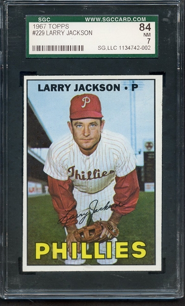 1967 TOPPS 229 LARRY JACKSON SGC NM 84 / 7