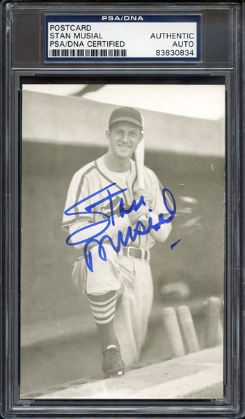 STAN MUSIAL SIGNED POSTCARD PSA/DNA