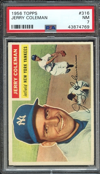 1956 TOPPS 316 JERRY COLEMAN PSA NM 7