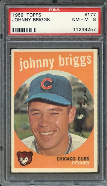 1959 TOPPS 177 JOHNNY BRIGGS PSA NM-MT 8
