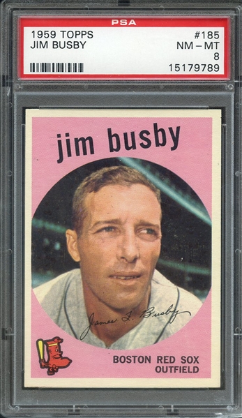 1959 TOPPS 185 JIM BUSBY PSA NM-MT 8