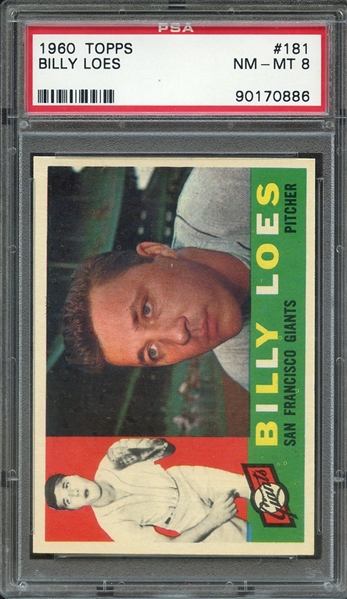 1960 TOPPS 181 BILLY LOES PSA NM-MT 8