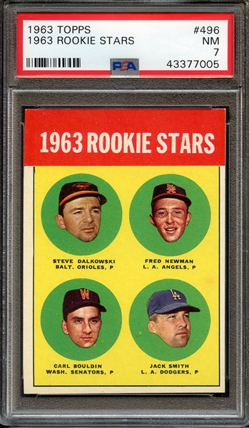 1963 TOPPS 496 1963 ROOKIE STARS PSA NM 7